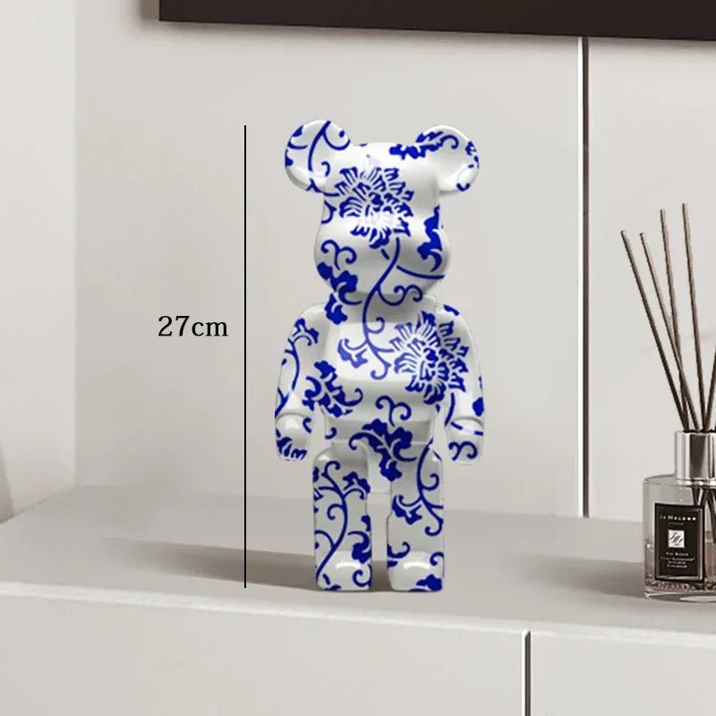 27cm Graffiti Bear Statue Paint Block Bear Decor Resin Desktop Ornaments Living Room Home Decoration Bear Floor Sculpture Gifts - Blu Lotus Boutique