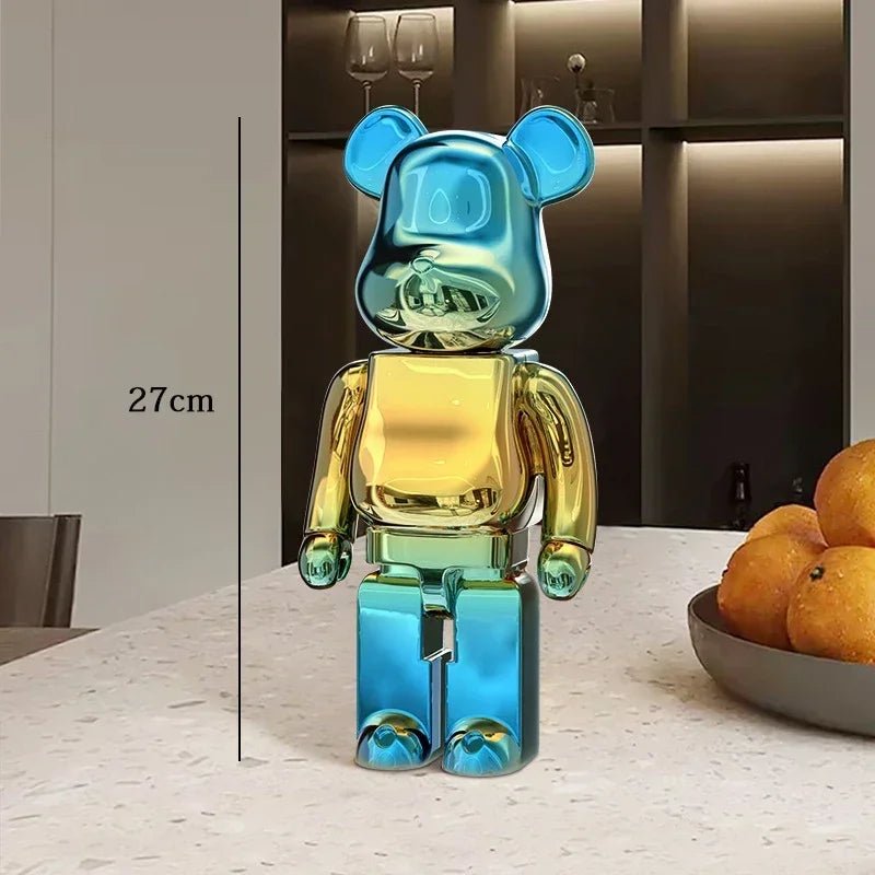 27cm Graffiti Bear Statue Paint Block Bear Decor Resin Desktop Ornaments Living Room Home Decoration Bear Floor Sculpture Gifts - Blu Lotus Boutique