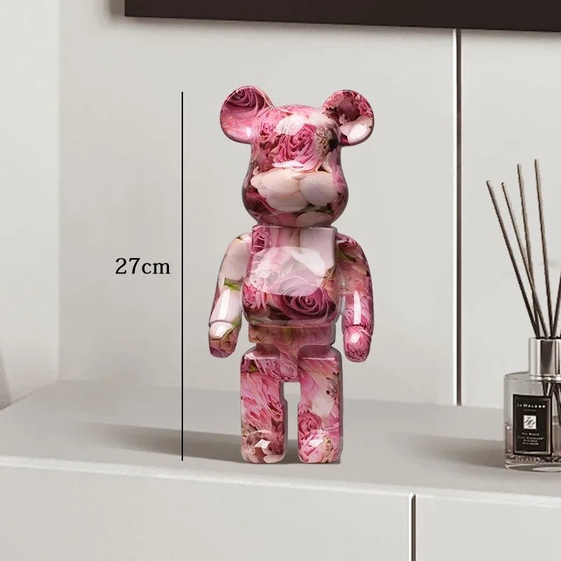 27cm Graffiti Bear Statue Paint Block Bear Decor Resin Desktop Ornaments Living Room Home Decoration Bear Floor Sculpture Gifts - Blu Lotus Boutique