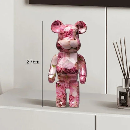 27cm Graffiti Bear Statue Paint Block Bear Decor Resin Desktop Ornaments Living Room Home Decoration Bear Floor Sculpture Gifts - Blu Lotus Boutique