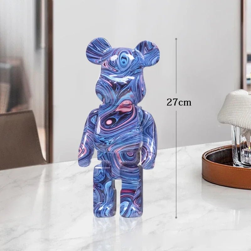27cm Graffiti Bear Statue Paint Block Bear Decor Resin Desktop Ornaments Living Room Home Decoration Bear Floor Sculpture Gifts - Blu Lotus Boutique