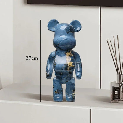 27cm Graffiti Bear Statue Paint Block Bear Decor Resin Desktop Ornaments Living Room Home Decoration Bear Floor Sculpture Gifts - Blu Lotus Boutique