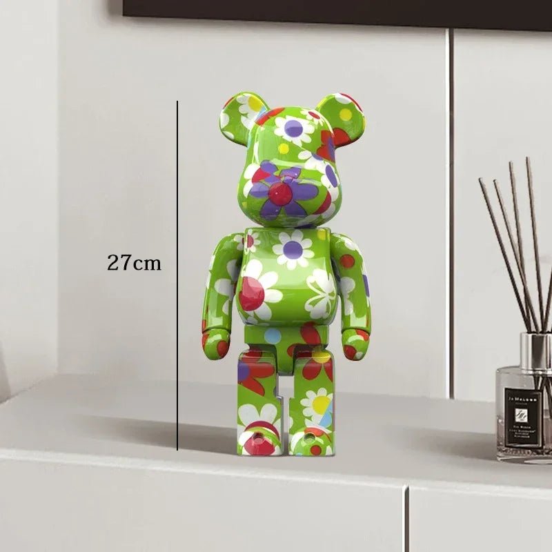 27cm Graffiti Bear Statue Paint Block Bear Decor Resin Desktop Ornaments Living Room Home Decoration Bear Floor Sculpture Gifts - Blu Lotus Boutique