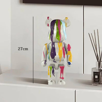 27cm Graffiti Bear Statue Paint Block Bear Decor Resin Desktop Ornaments Living Room Home Decoration Bear Floor Sculpture Gifts - Blu Lotus Boutique