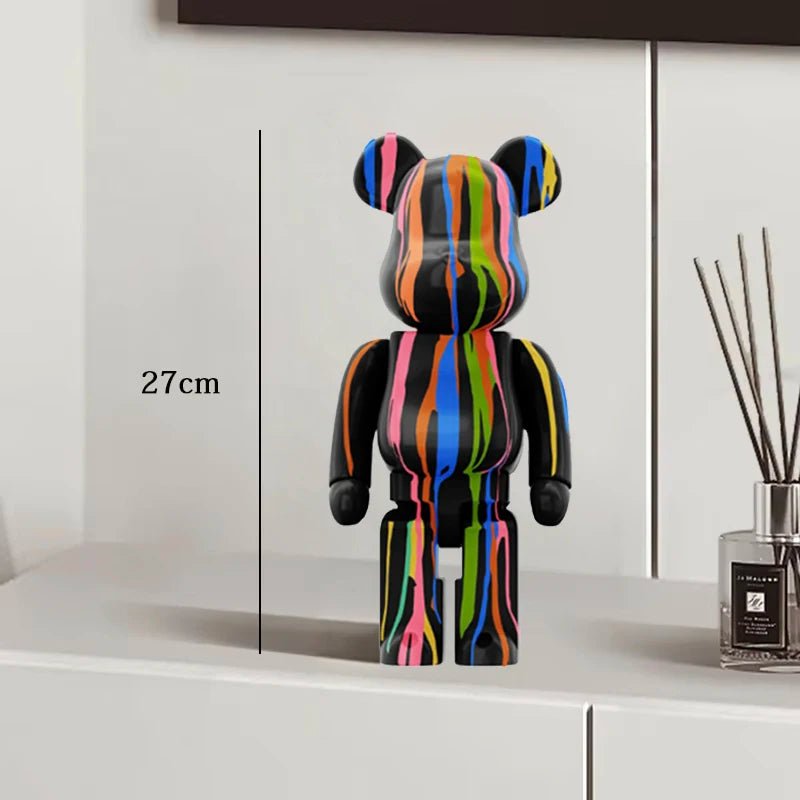 27cm Graffiti Bear Statue Paint Block Bear Decor Resin Desktop Ornaments Living Room Home Decoration Bear Floor Sculpture Gifts - Blu Lotus Boutique