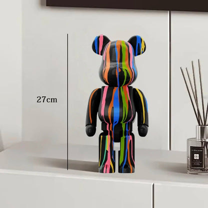 27cm Graffiti Bear Statue Paint Block Bear Decor Resin Desktop Ornaments Living Room Home Decoration Bear Floor Sculpture Gifts - Blu Lotus Boutique