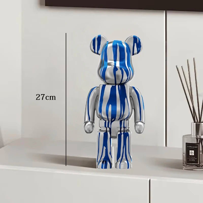 27cm Graffiti Bear Statue Paint Block Bear Decor Resin Desktop Ornaments Living Room Home Decoration Bear Floor Sculpture Gifts - Blu Lotus Boutique