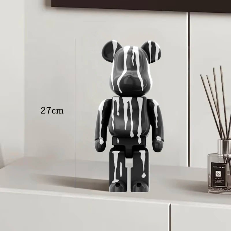 27cm Graffiti Bear Statue Paint Block Bear Decor Resin Desktop Ornaments Living Room Home Decoration Bear Floor Sculpture Gifts - Blu Lotus Boutique