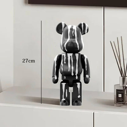 27cm Graffiti Bear Statue Paint Block Bear Decor Resin Desktop Ornaments Living Room Home Decoration Bear Floor Sculpture Gifts - Blu Lotus Boutique