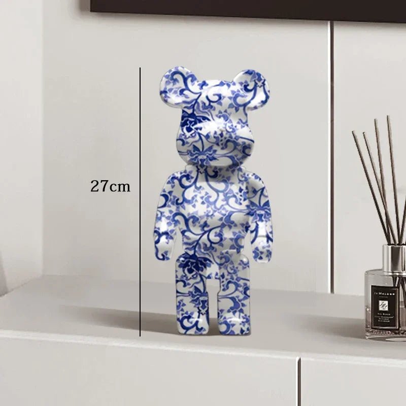 27cm Graffiti Bear Statue Paint Block Bear Decor Resin Desktop Ornaments Living Room Home Decoration Bear Floor Sculpture Gifts - Blu Lotus Boutique