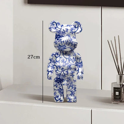 27cm Graffiti Bear Statue Paint Block Bear Decor Resin Desktop Ornaments Living Room Home Decoration Bear Floor Sculpture Gifts - Blu Lotus Boutique