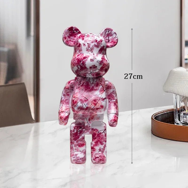27cm Graffiti Bear Statue Paint Block Bear Decor Resin Desktop Ornaments Living Room Home Decoration Bear Floor Sculpture Gifts - Blu Lotus Boutique