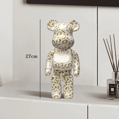 27cm Graffiti Bear Statue Paint Block Bear Decor Resin Desktop Ornaments Living Room Home Decoration Bear Floor Sculpture Gifts - Blu Lotus Boutique