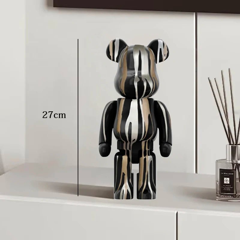 27cm Graffiti Bear Statue Paint Block Bear Decor Resin Desktop Ornaments Living Room Home Decoration Bear Floor Sculpture Gifts - Blu Lotus Boutique
