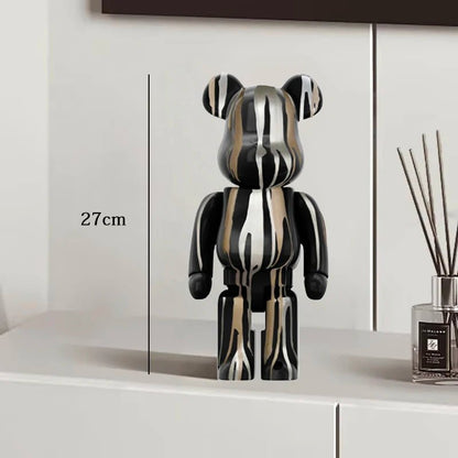 27cm Graffiti Bear Statue Paint Block Bear Decor Resin Desktop Ornaments Living Room Home Decoration Bear Floor Sculpture Gifts - Blu Lotus Boutique
