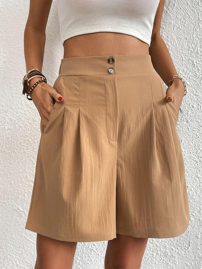 Pocketed Half Elastic Waist Shorts - Blu Lotus Boutique