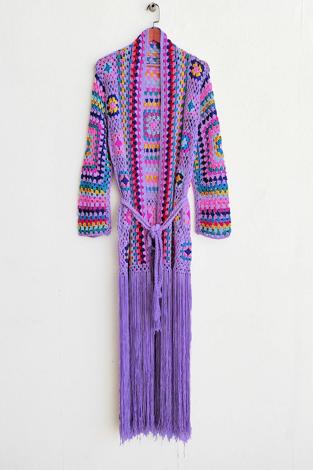 Fringe Tied Long Sleeve Cardigan - Blu Lotus Boutique