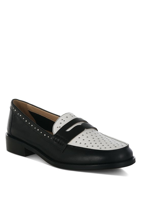 Raisa Stud Embellished Penny Loafers