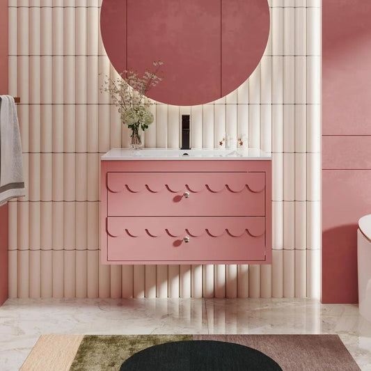 30 Floating Bathroom Vanity with Sink Combo,Modern Painted Wall - Mounted Vanities Storage Cabinet with Scalloped Decor,Undermount - Blu Lotus Boutique