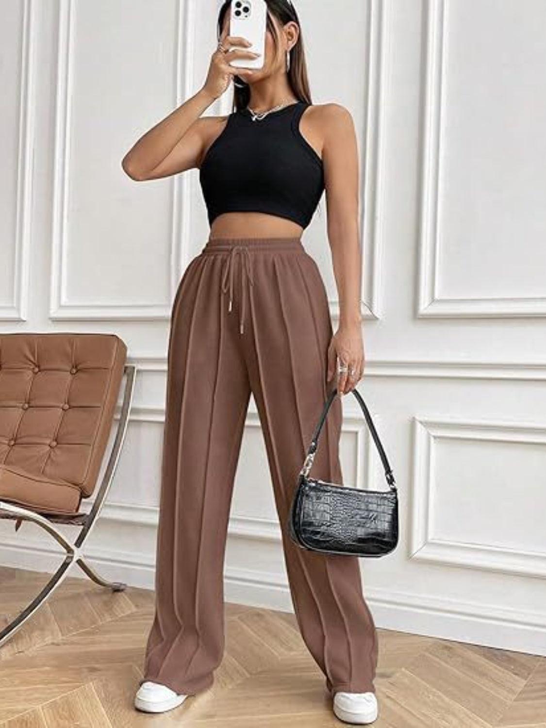 Drawstring Wide Leg Pants with Pockets - Blu Lotus Boutique