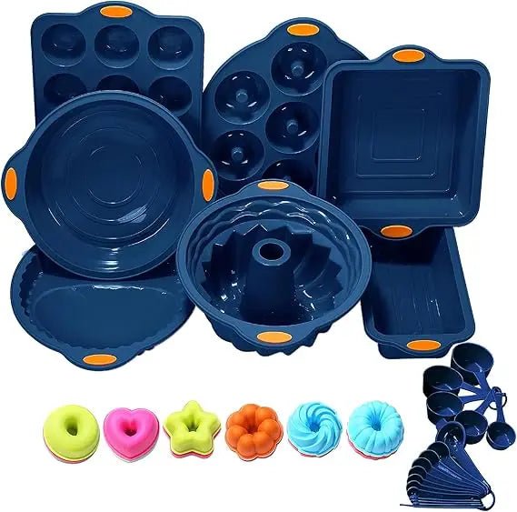 31 pieces silicone baking pans set, nonstick bakeware sets, non - stick silicone molds, with metal reinforced frame more strength - Blu Lotus Boutique