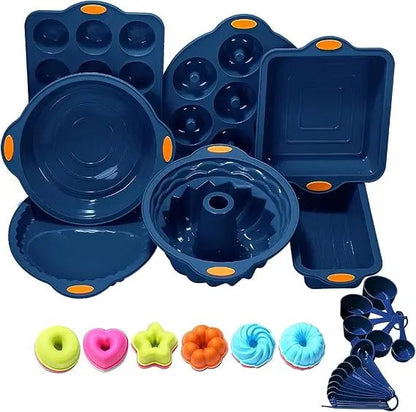 31 pieces silicone baking pans set, nonstick bakeware sets, non - stick silicone molds, with metal reinforced frame more strength - Blu Lotus Boutique