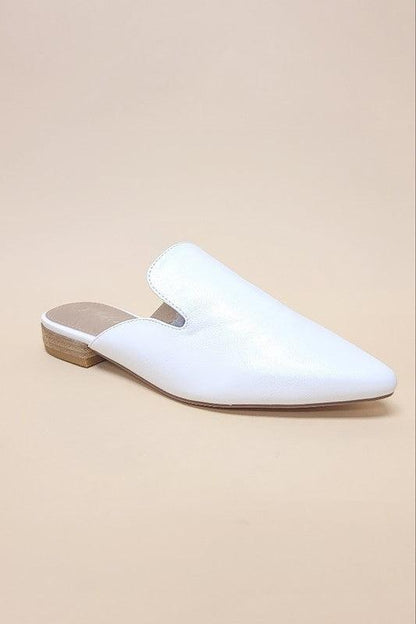 GEM-39 - POINTED TOE SLIP ON MULE FLATS - Blu Lotus Boutique