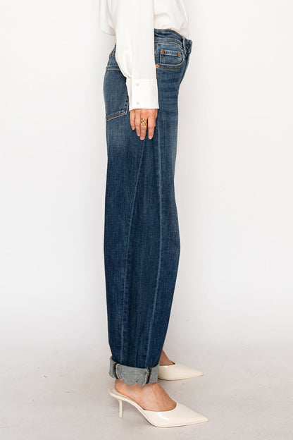 Relaxed Tapered Dark Wash Barrel Jeans