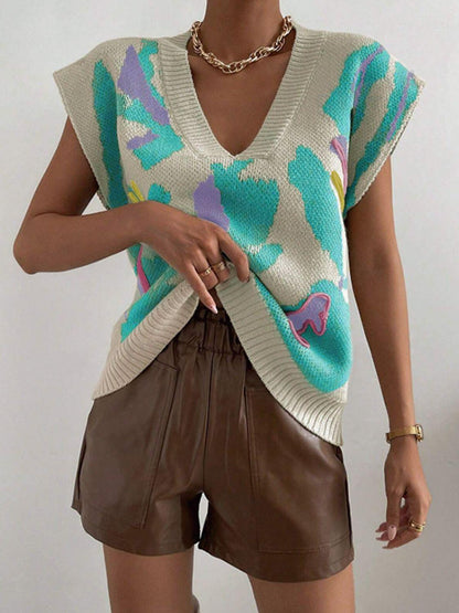 Color Block V-Neck Sweater Vest - Blu Lotus Boutique