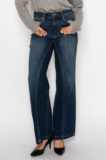 Hybrid Stretch Ripped Ultra High Rise Relaxed Flare Jeans