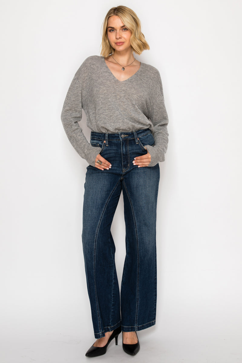 Hybrid Stretch Ripped Ultra High Rise Relaxed Flare Jeans