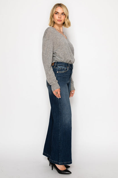 Hybrid Stretch Ripped Ultra High Rise Relaxed Flare Jeans