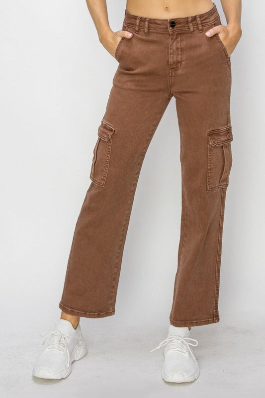 Risen Full Size High Rise Cargo Jeans - Blu Lotus Boutique