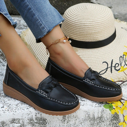 Weave Wedge Heeled Loafers - Blu Lotus Boutique