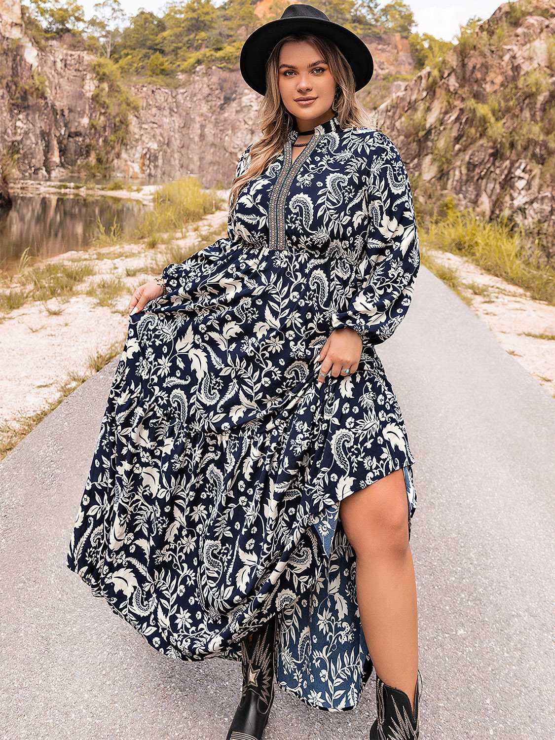 Plus Size Long Sleeve Maxi Dress - Blu Lotus Boutique