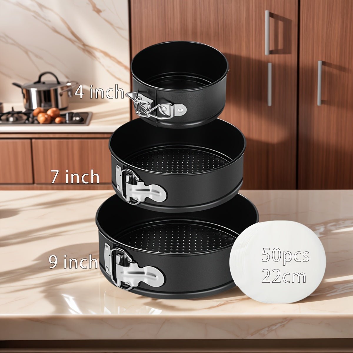 3pc NonStick Lockable Springform Cake Pan Set 49 - Blu Lotus Boutique