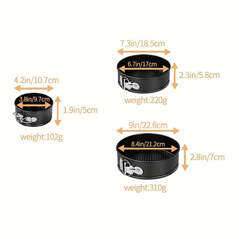 3pc NonStick Lockable Springform Cake Pan Set 49 - Blu Lotus Boutique