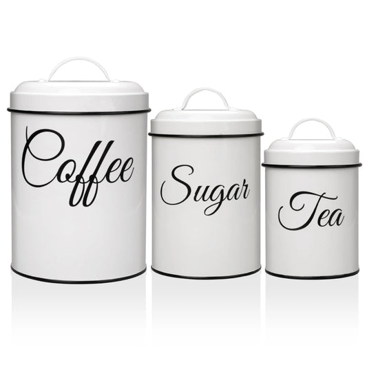 3pcs Canister Set for Kitchen Counter, Airtight White Vintage Canisters Sets Kitchen Decor, for Coffee Organization and Storage - Blu Lotus Boutique