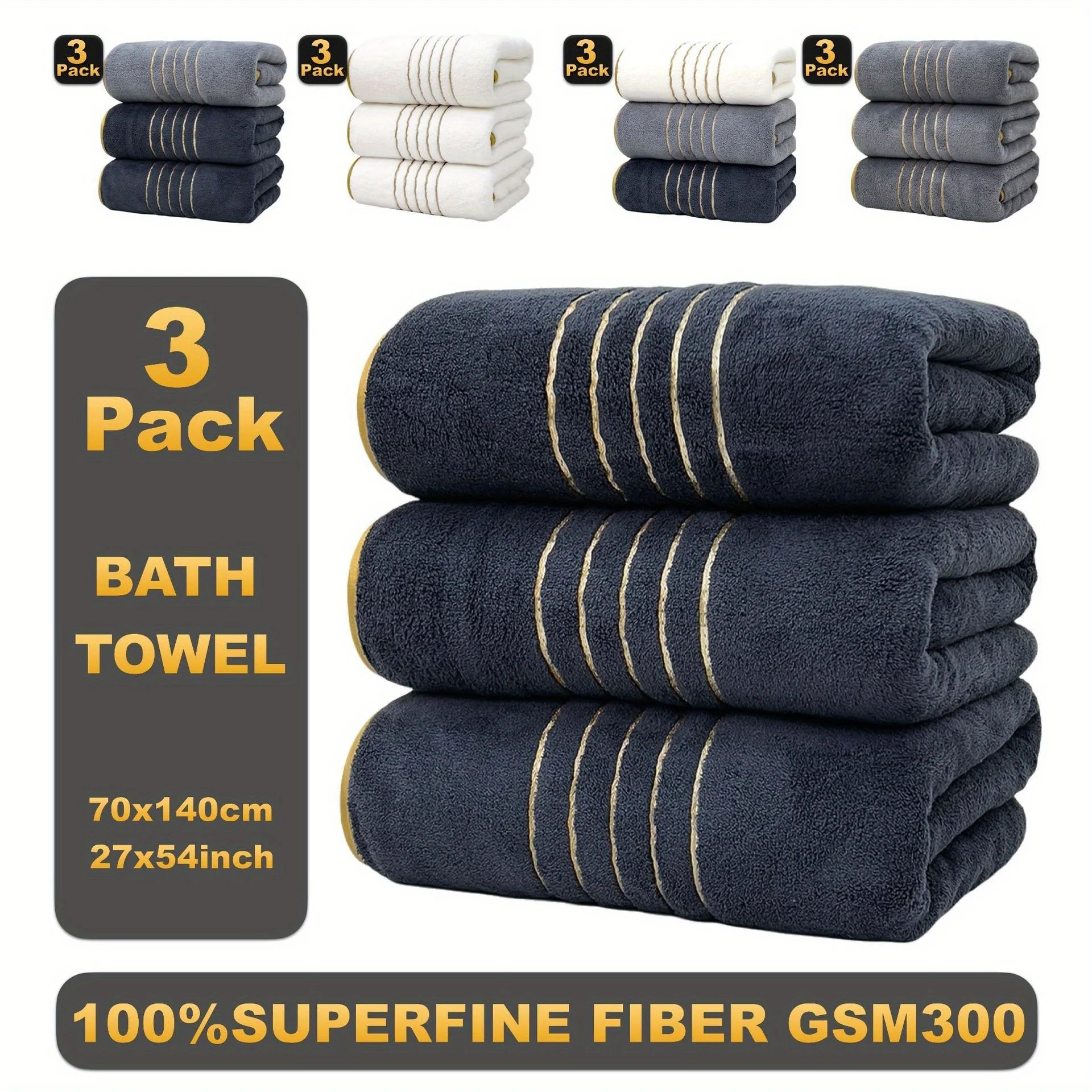 3pcs Ultra - Soft Coral Bath Towel Set - Quick - Dry Luxury Spa & Gym Towels, Large Bath Sheets , Lightweight & Highly Absorbent - Blu Lotus Boutique