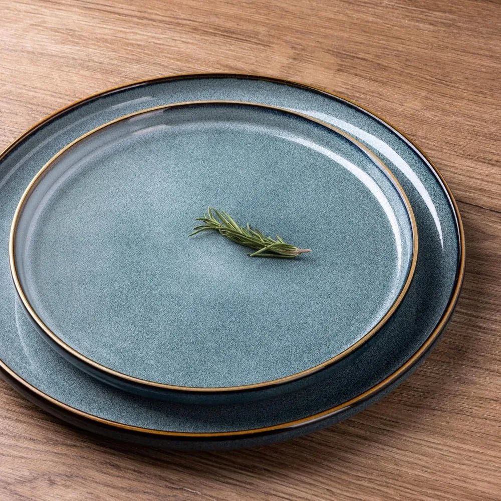 4 - Person Ceramic Dinnerware Set, 12 - Piece Stoneware Plate and Bowl Set with Reactive Glaze, Scratch - Resistant, Dishwasher - Safe - Blu Lotus Boutique