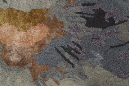 4' X 6' Blue and Gray Wool Floral Hand Tufted Area Rug - Blu Lotus Boutique