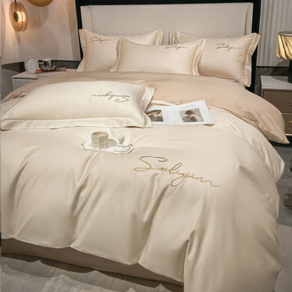 400TC Egyptian Cotton Bedding Set Luxury Full Queen King Size Duvet Cover Bed Sheet Set Pillowcase Bed Linen Nordic Simple Style - Blu Lotus Boutique