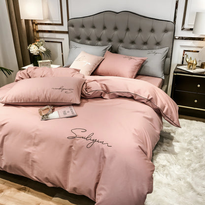 400TC Egyptian Cotton Bedding Set Luxury Full Queen King Size Duvet Cover Bed Sheet Set Pillowcase Bed Linen Nordic Simple Style - Blu Lotus Boutique