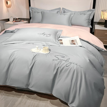 400TC Egyptian Cotton Bedding Set Luxury Full Queen King Size Duvet Cover Bed Sheet Set Pillowcase Bed Linen Nordic Simple Style - Blu Lotus Boutique