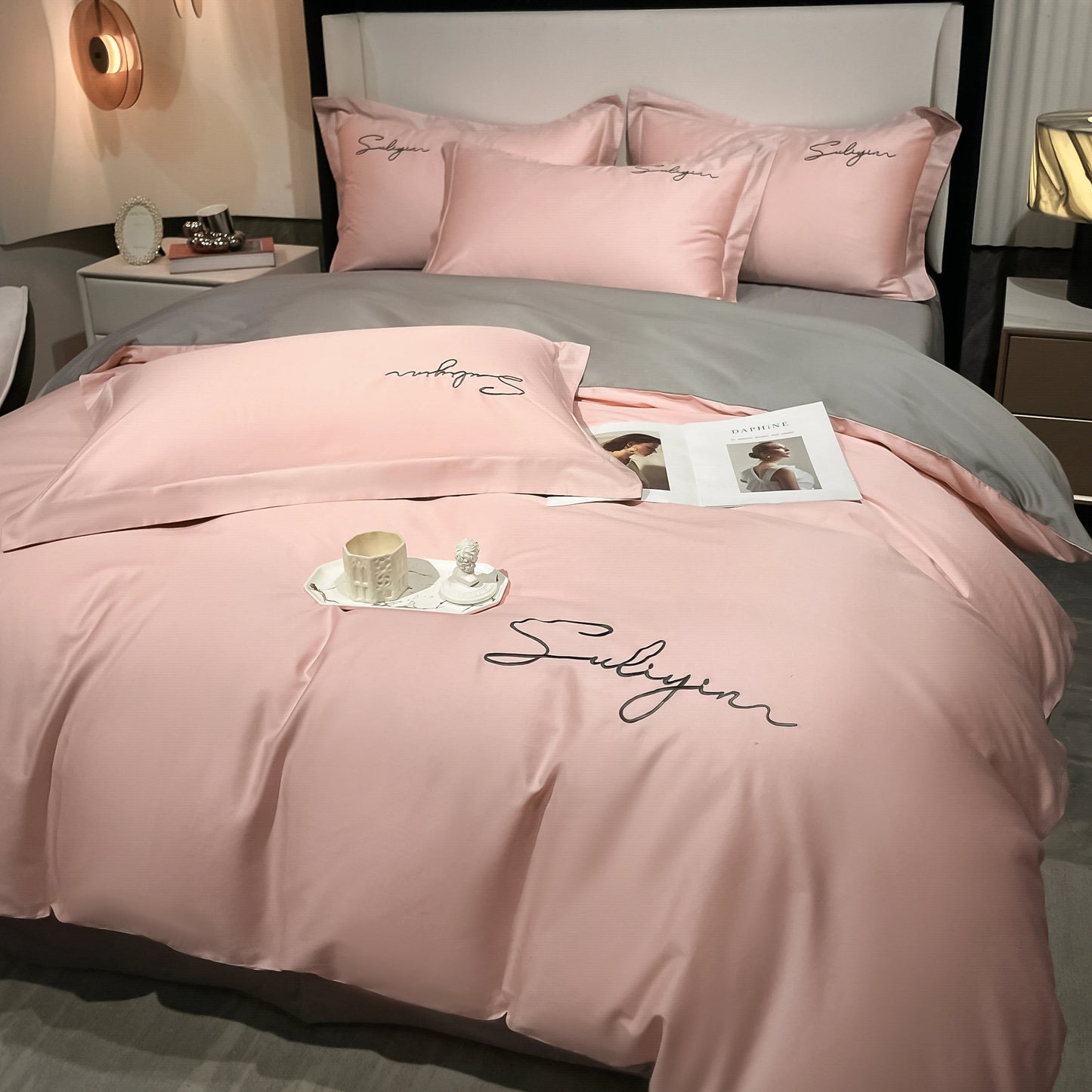 400TC Egyptian Cotton Bedding Set Luxury Full Queen King Size Duvet Cover Bed Sheet Set Pillowcase Bed Linen Nordic Simple Style - Blu Lotus Boutique