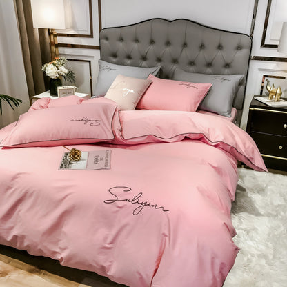 400TC Egyptian Cotton Bedding Set Luxury Full Queen King Size Duvet Cover Bed Sheet Set Pillowcase Bed Linen Nordic Simple Style - Blu Lotus Boutique