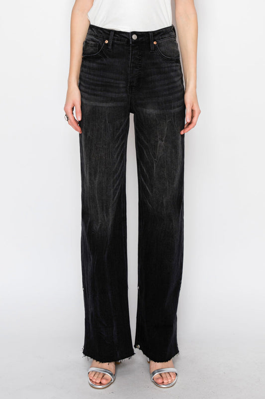 Elodie Tummy Control Inseam Transform High Rise A-line Wide Jeans