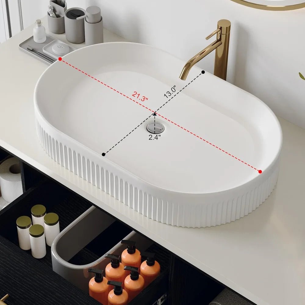 40"Bathroom Vanity with Ceramic Sink Modern Floating Bathroom Vanity with VesselTop Sink Cabinet with 2 Open Cubes and 2 Drawers - Blu Lotus Boutique