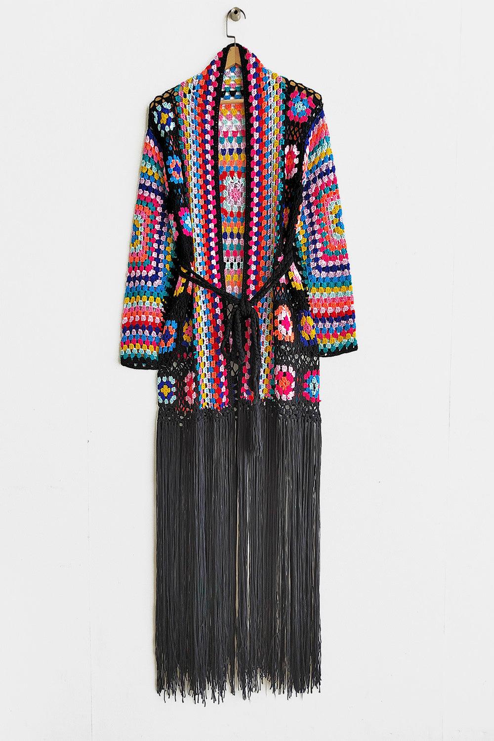 Fringe Tied Long Sleeve Cardigan - Blu Lotus Boutique