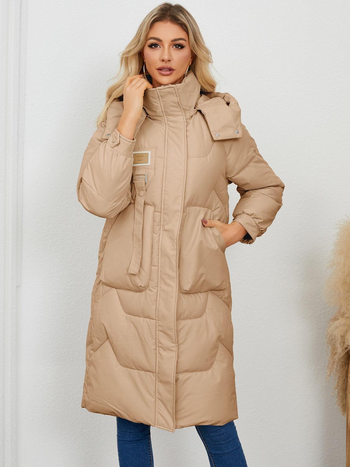 Long Sleeve Longline Hooded Winter Coat - Blu Lotus Boutique